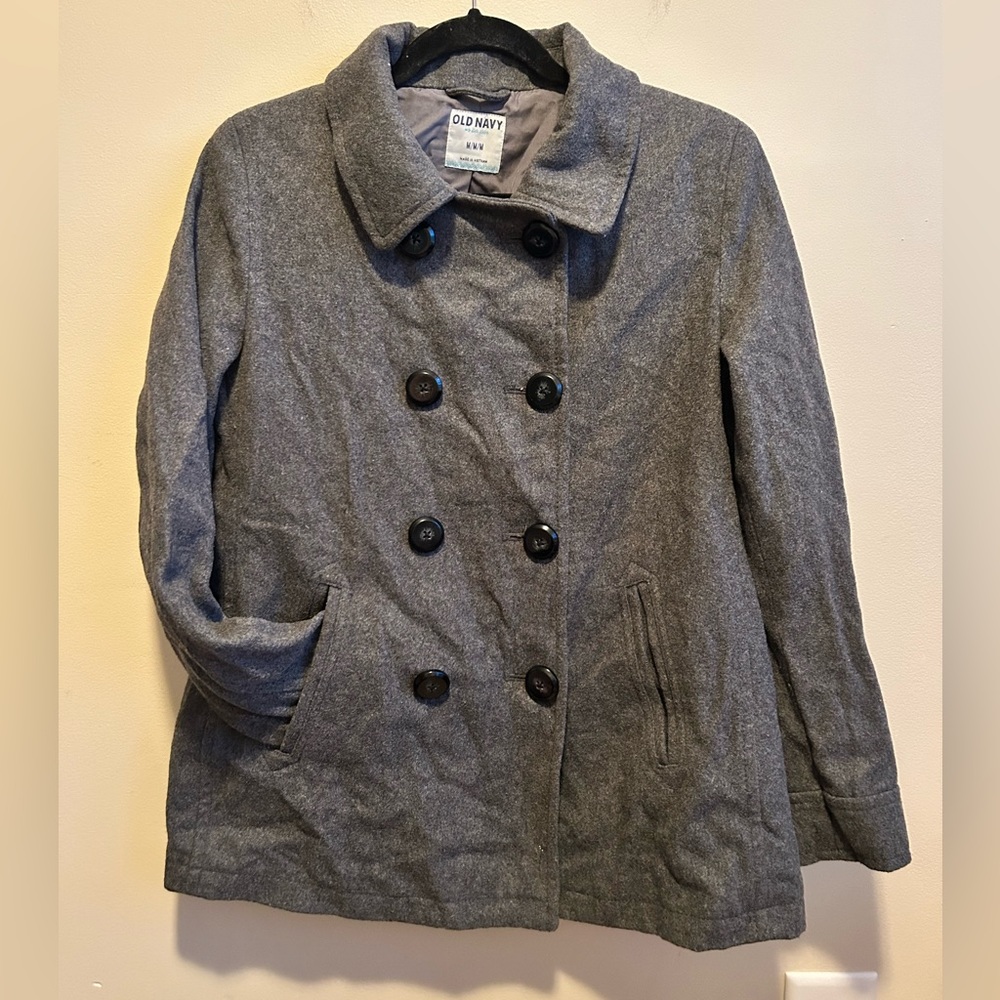 Old Navy Women’s Grey Double Breasted Short Pea Coat M
